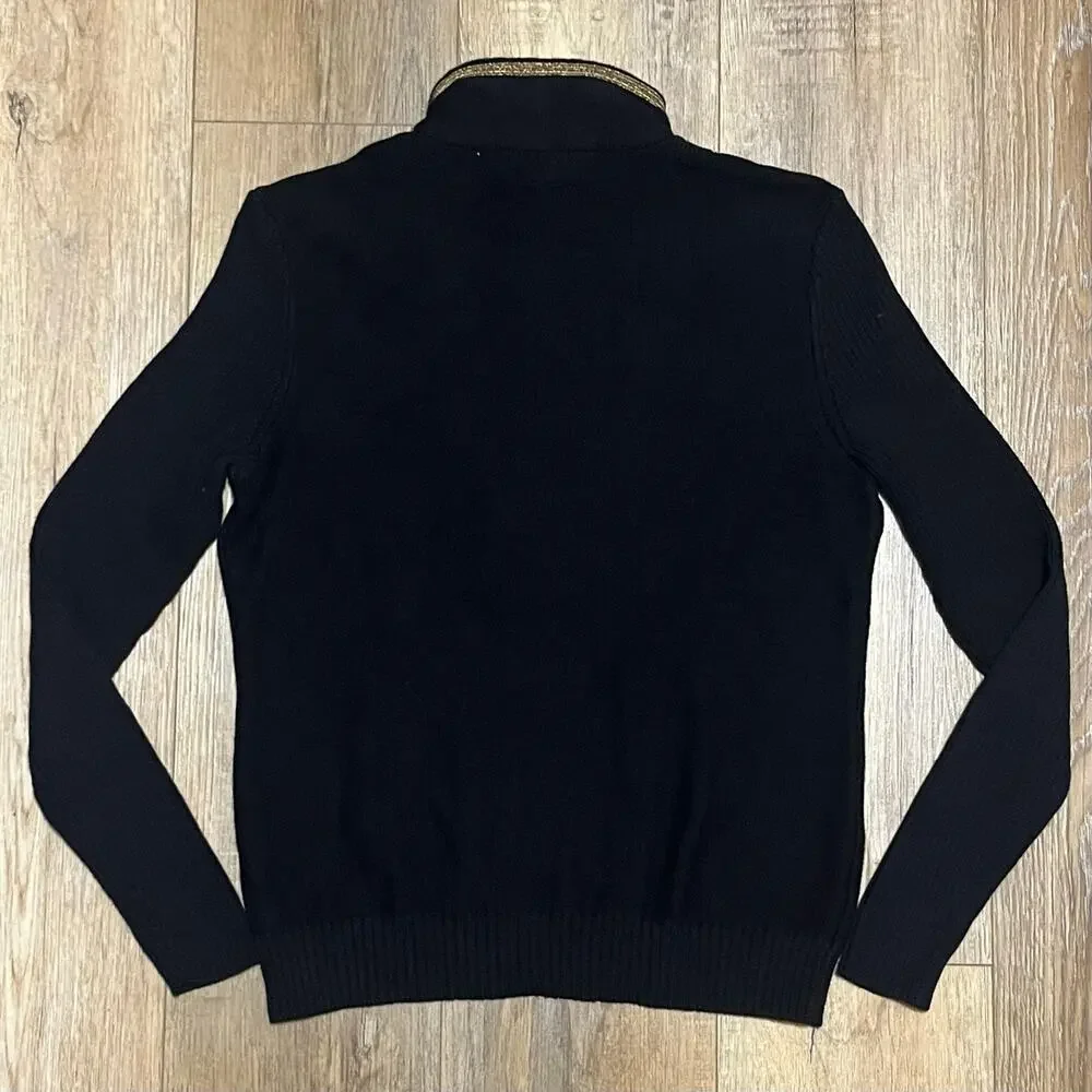 VTG LRL Lauren Jeans Womens L P Military Goldcrest Button Sweater Black Nautical - Picture 4 of 7